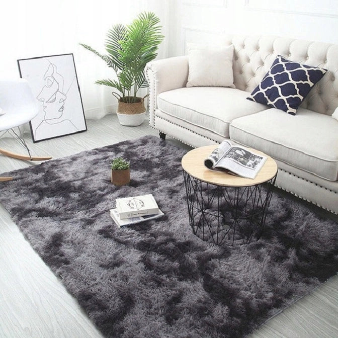 Tappeto shaggy morbido e soffice 80x150 cm in pelliccia grigio scuro