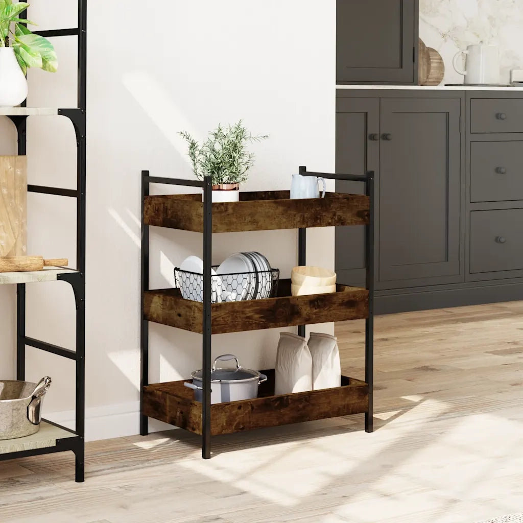Carrello da Cucina Rovere Fumo 50x30x70 cm in Legno Multistratocod mxl 113949