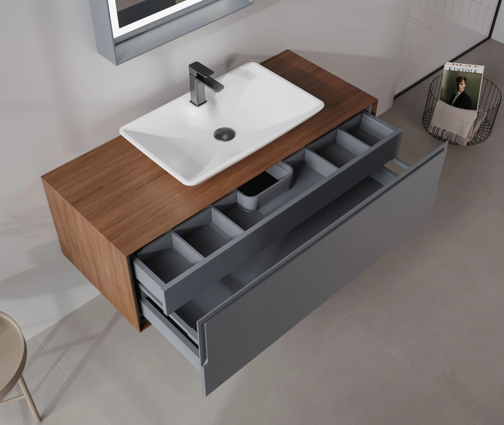 Mobile lavabo "Craft 120" - 120 x 50 x 40 cm - Noce / Antracite