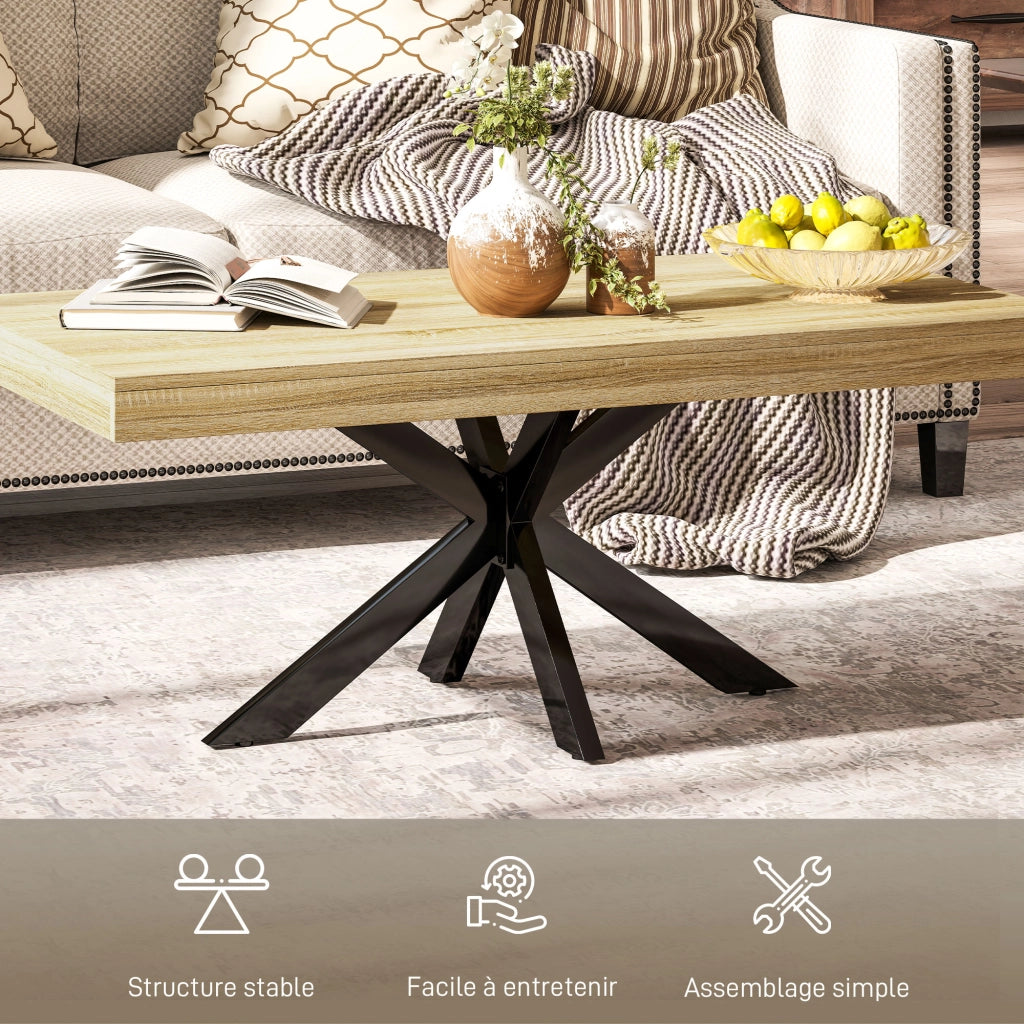Tavolino rettangolare ¨C Minimal ¨C Nero, metallo, effetto legno, 110x60x45