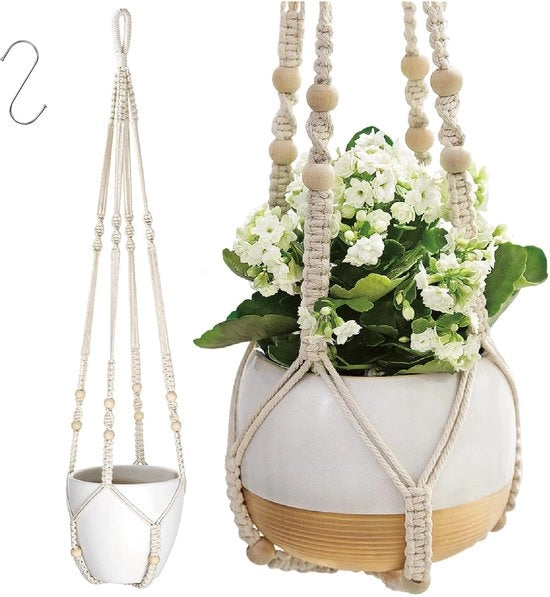Macramé a spago di cotone decorativo da appendere, portapianta decorativo senza chiodi di cotone, a spago macramé decorativo, portablocchi di cotone a spago.