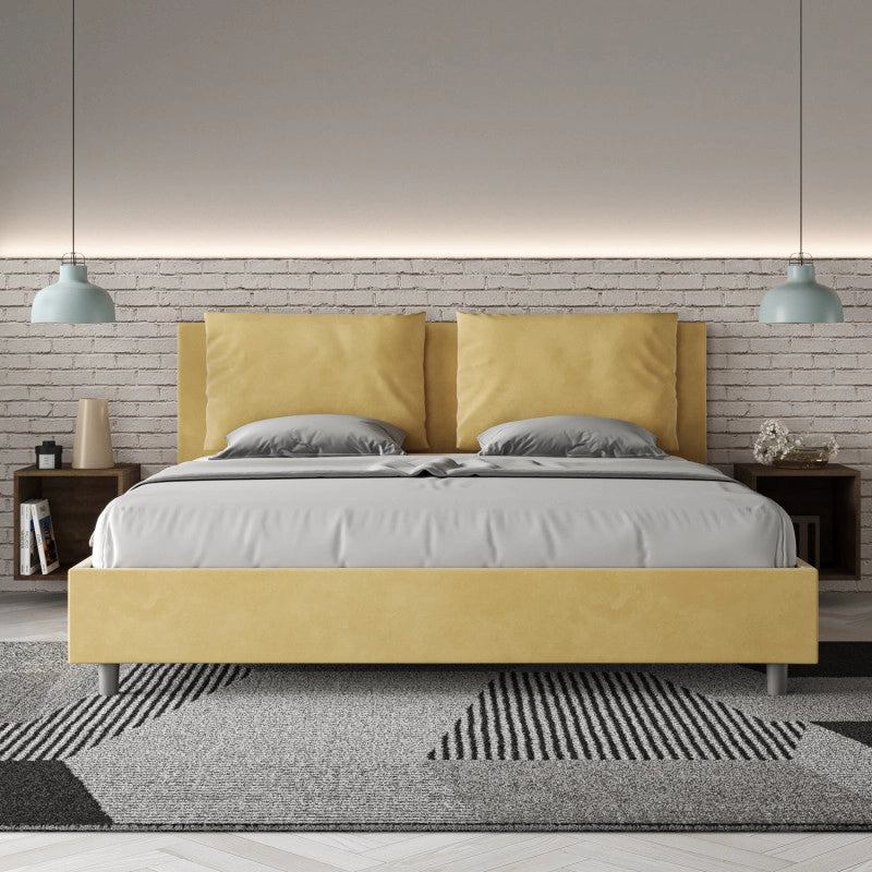 Letto imbottito Matrimoniale 190x200 cm Antea - Contenitore,Microfibra,Ocra