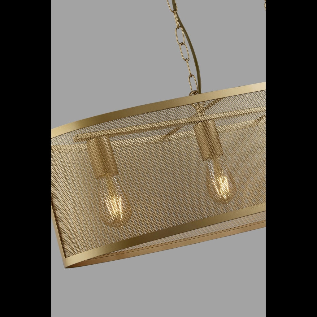Fishnet 4Lt Oval Pendant - Paralume in metallo nero opaco e rete