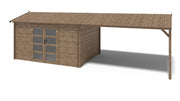 Casetta da giardino in legno – 4x3 m con estensione 4x2.76 m - 23.06 m² - DOM677+DOS194 - ALTANKA