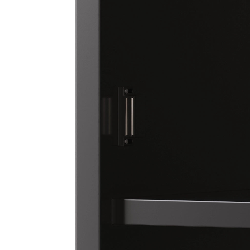 ARMADIO ALTO 120x40x176 cm Nero in MDF e vetro con LED, prese USB