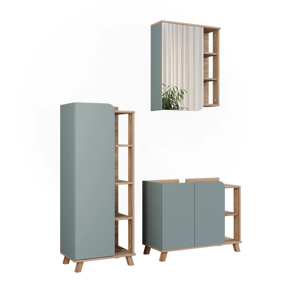 Vicco Set di mobili da bagno Sonoma/blu 3 parti