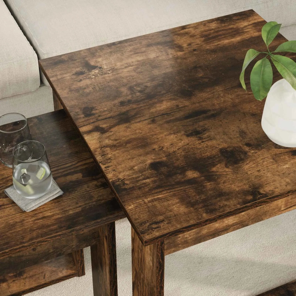 Set di Tavolini da Caffè 2 pcs Rovere fumé Legno multistrato 8000128
