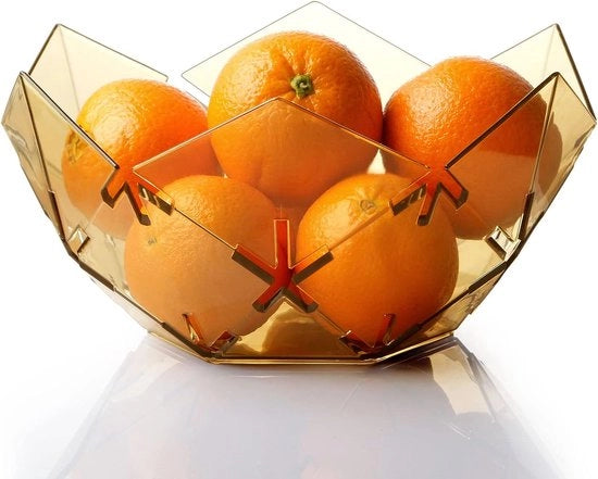 Scatola di frutta in plastica, 25 x 13cm - cesta di frutta geometrica, non arrugginita, con foro, scatole decorative per frutta per la cucina - arancione