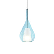 Sospensione Contemporanea Kalique Vetro Azzurro Bianco E Cromo 1 Luce E27 H40Cm