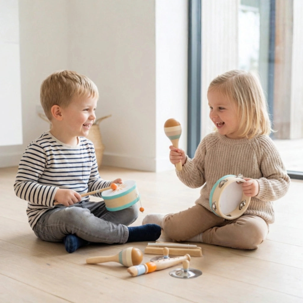 Strumenti Musicali per Bambini, Set Percussioni in Legno Montessori
