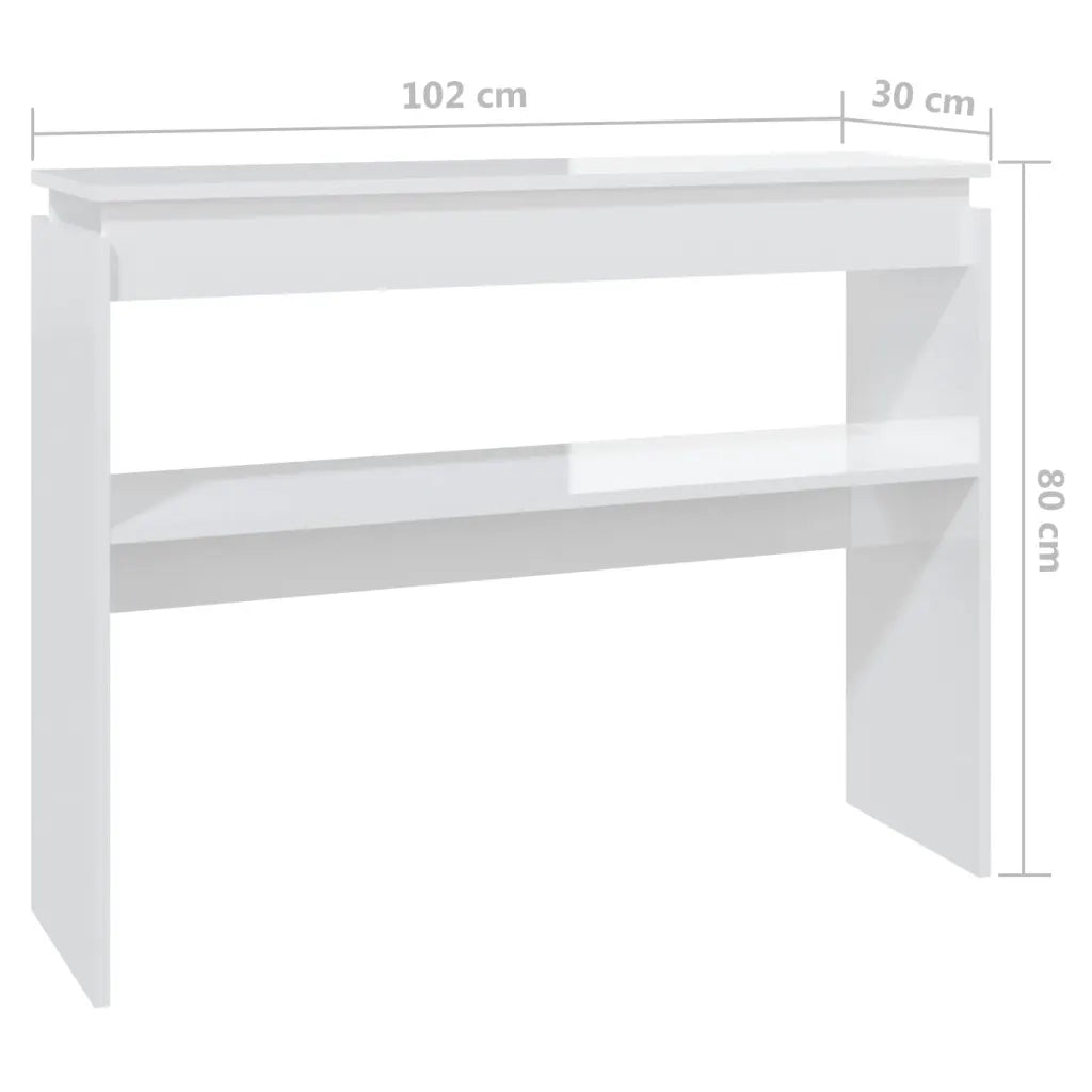 Tavolo Consolle Bianco Lucido 102x30x80 cm in Truciolato cod mxl 9057