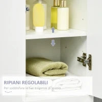 kleankin Colonna Bagno con Cassetto e 2 Armadietti Bianco Lucido, 30x28x170cm