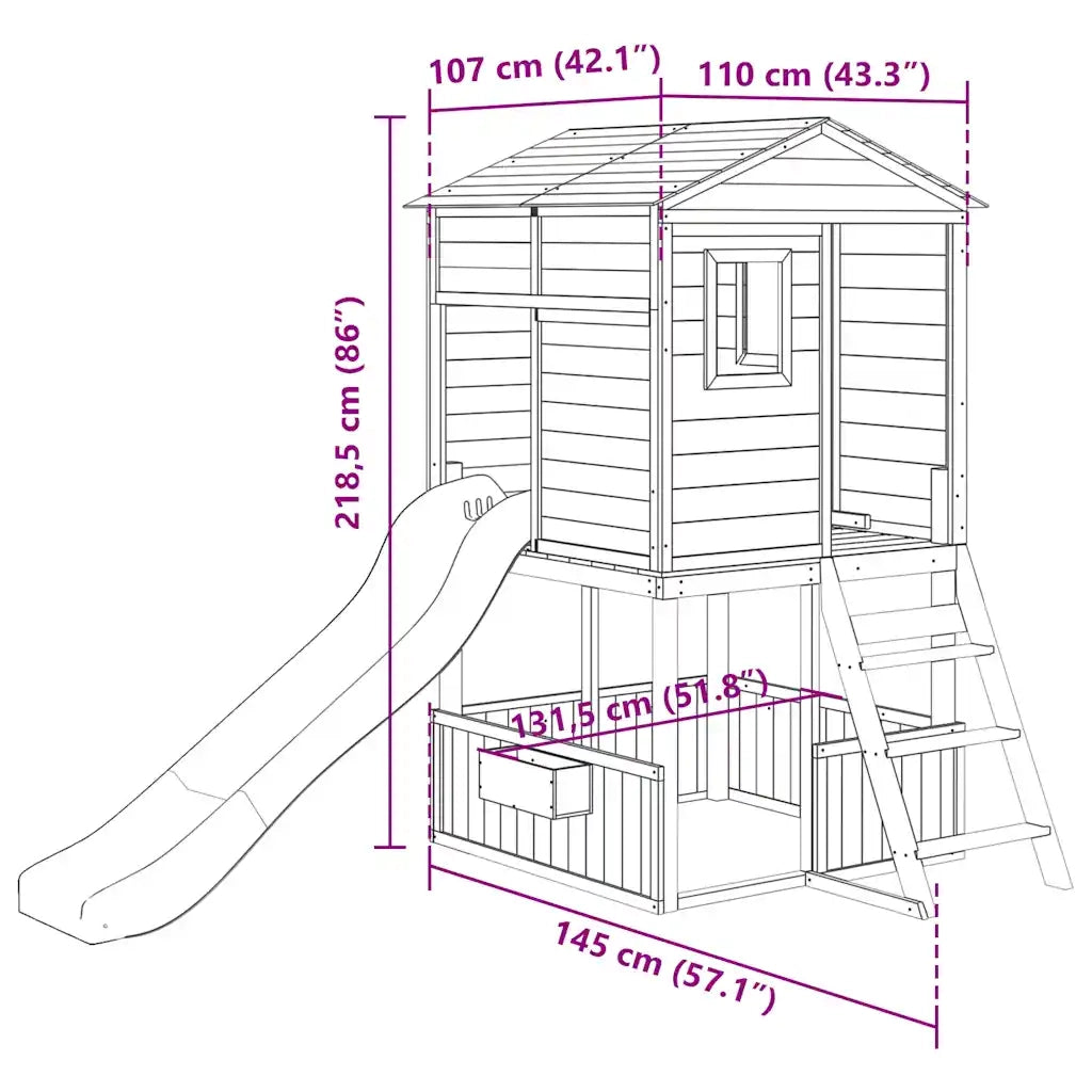 Set da Gioco da Esterno in Legno Massello di Abete Grigio Scuro 3376142