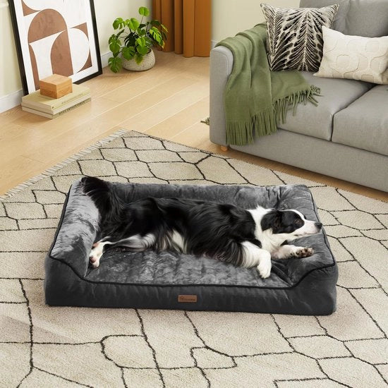 Cuscino per Cani Ergonomico - 106 x 80 cm Cuscino per Cani in Flanella, Pieno, Adatto per Cani di Taglia Media e Grande, Cuscino per Cani Antiscivolo Lavabile, Nero