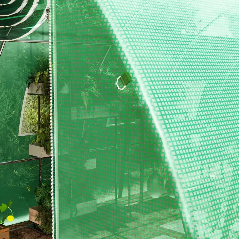 Telo di ricambio per serra, resistente alle intemperie, 400 cm x 300 cm x 200 cm, trasparente, verde.
