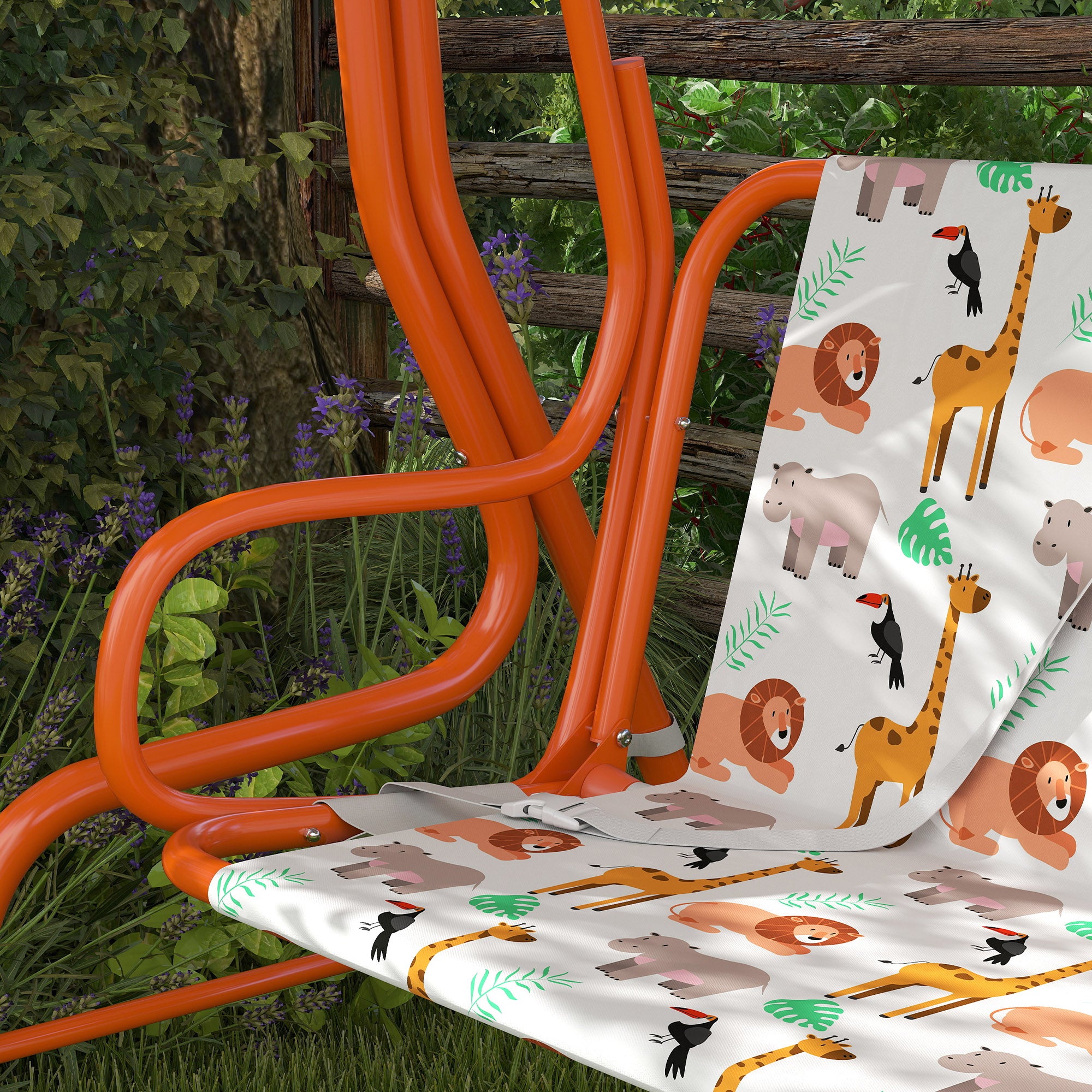 Dondolo per Bambini Altalena da Giardino 2 Posti 112x75x120 cm Arancione