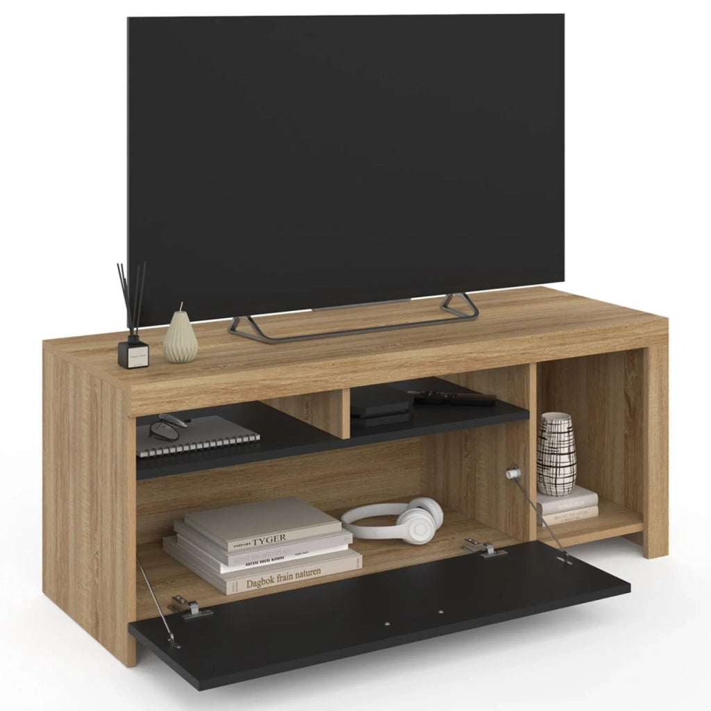 IDMarket - Mobile TV MALO 110 cm in legno con mobile nero