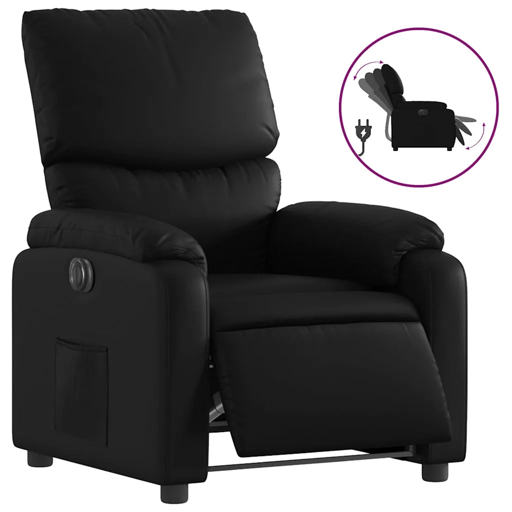 Divano Sedia-Poltrona Reclinabile Elettrica Nera in Similpelle 910147
