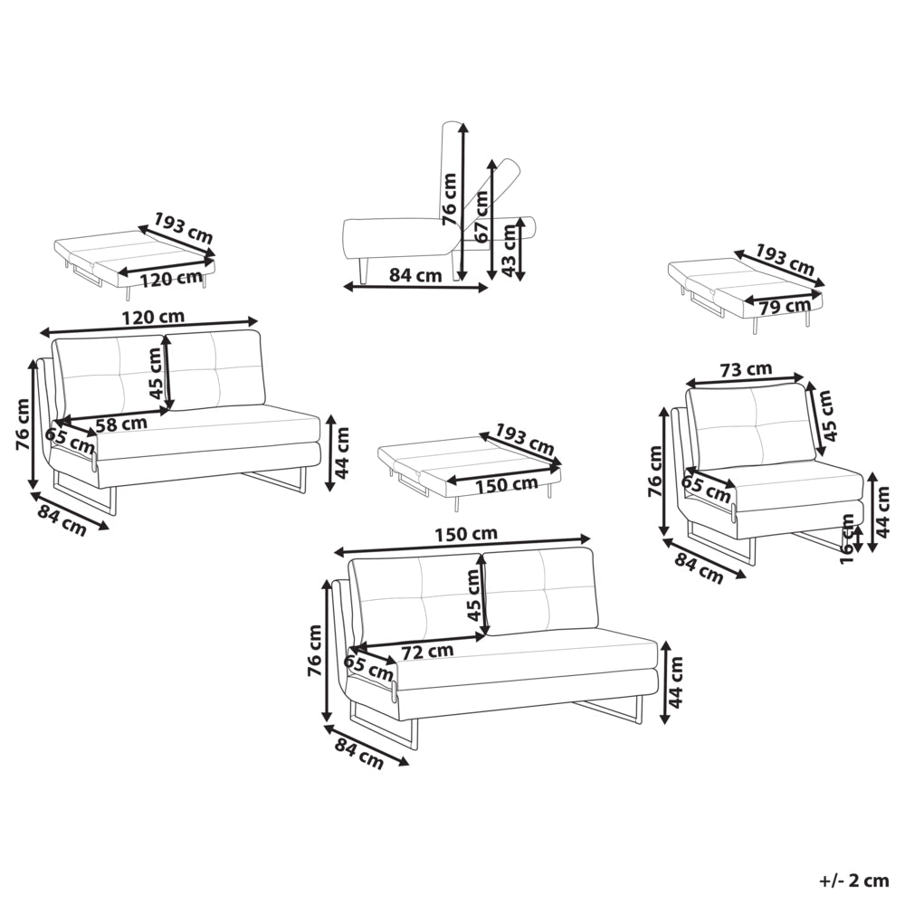 Set da salotto in tessuto blu 3 posti 2 posti e 1 posto a sedere per 6 persone Funzione letto pieghevole