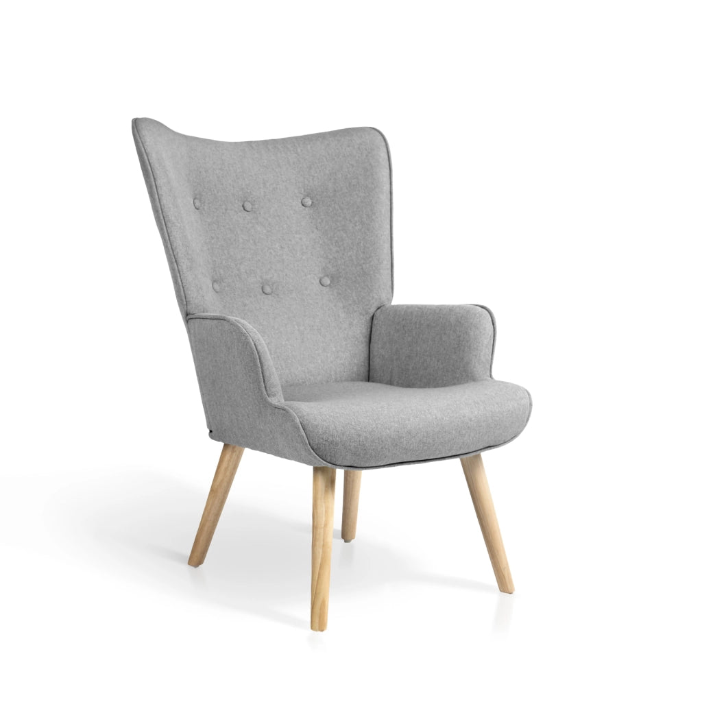Poltrona Hispanohogar tessuto grigio con gambe Hispanohogar legno 96x67x76