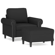 Poltrona | Sedia Relax con Poggiapiedi Nero 60 cm in Velluto