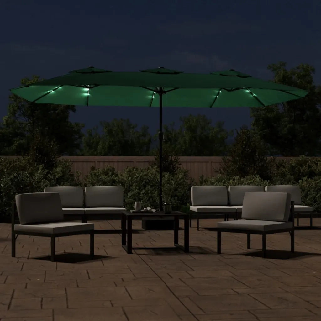 Ombrellone a Doppia Testa con LED Verde 449x245 cmcod mxl 70251