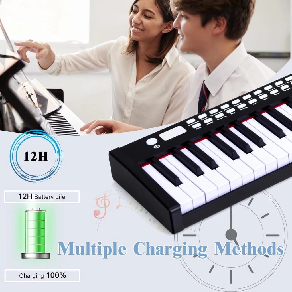 Pianoforte Digitale 88 Tasti Multifunzionale, Tastiera Elettronica con Funzione Bluetooth, Pianola Semi-Pesato per Principianti con Pedale di Sustain, 127 x 21,5 x 6,5 cm (Nero)