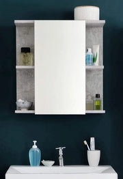 Specchio illuminato - Cassetto riflettente - Lavabo illuminato - Mobili bagno illuminati - Specchio da parete - Cassetto a LED - Melamina con effetto pietra - 60x62x20cm