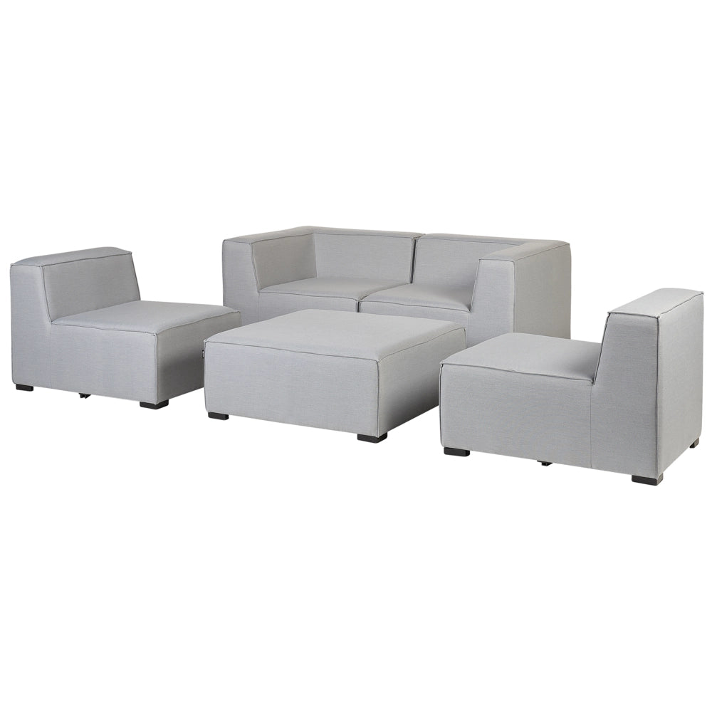 Set divano modulare 4 posti con pouf rivestimento in tessuto grigio salotto da giardino ottomana