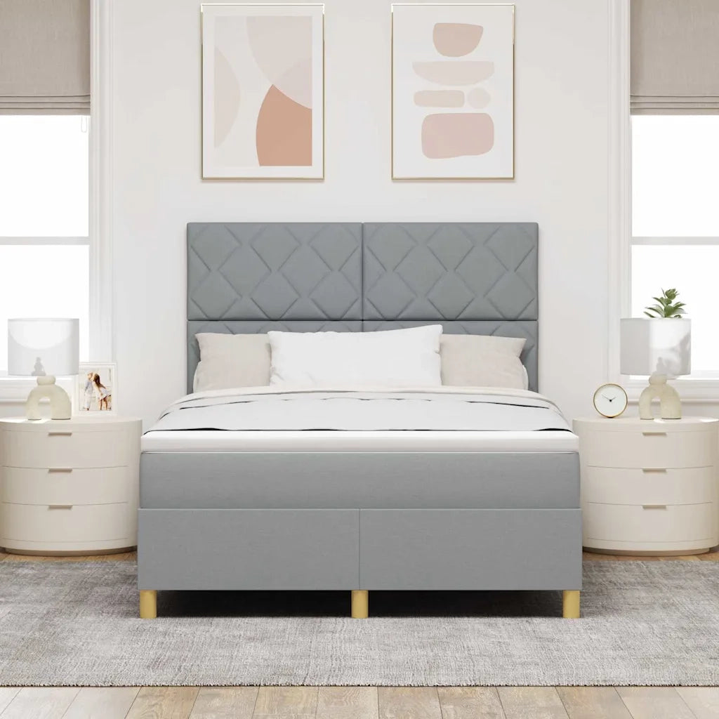 Letto a molle con materasso Grigio chiaro 140 x 190 cm Tessuto 3339693