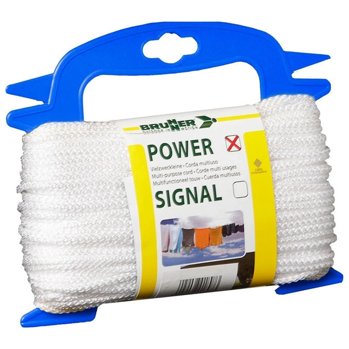 Brunner set di corde C00 per campeggio, con tenditore a 3 fori, polipropilene e alluminio, 400 cm, 4 mm, bianco