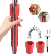 Installatore di tubi 8 in 1 - multifunzionale - rossa - chiave per tubi - adatta per sanitari da bagno e cucina