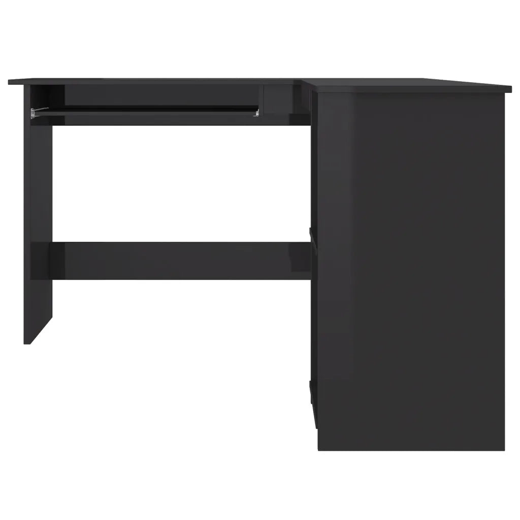 Scrivania Angolare a L Nero Lucido 120x140x75cm Multistrato 800754