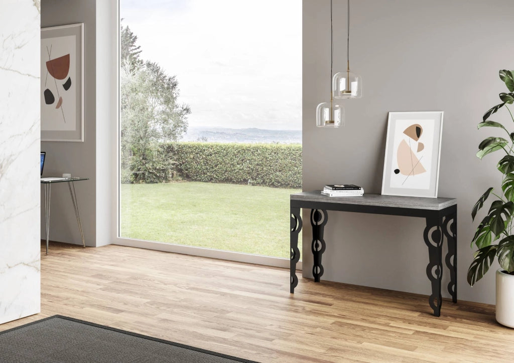 Tavolo Salvaspazio Allungabile 120/200x45/90x80/78 cm Karamay Double Cemento