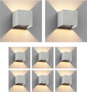 8 x Lampada da Parete per Esterno, IP65, Luce in Alto/Basso, Bianco Opaco, Angolata, 1x G9 max. 10W