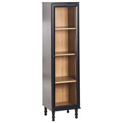 Mobile decorativo 40 cm nero con legno chiaro in legno ingegnerizzato con display in vetro Classico scandinavo a ripiani alti Sala da pranzo Soggiorno
