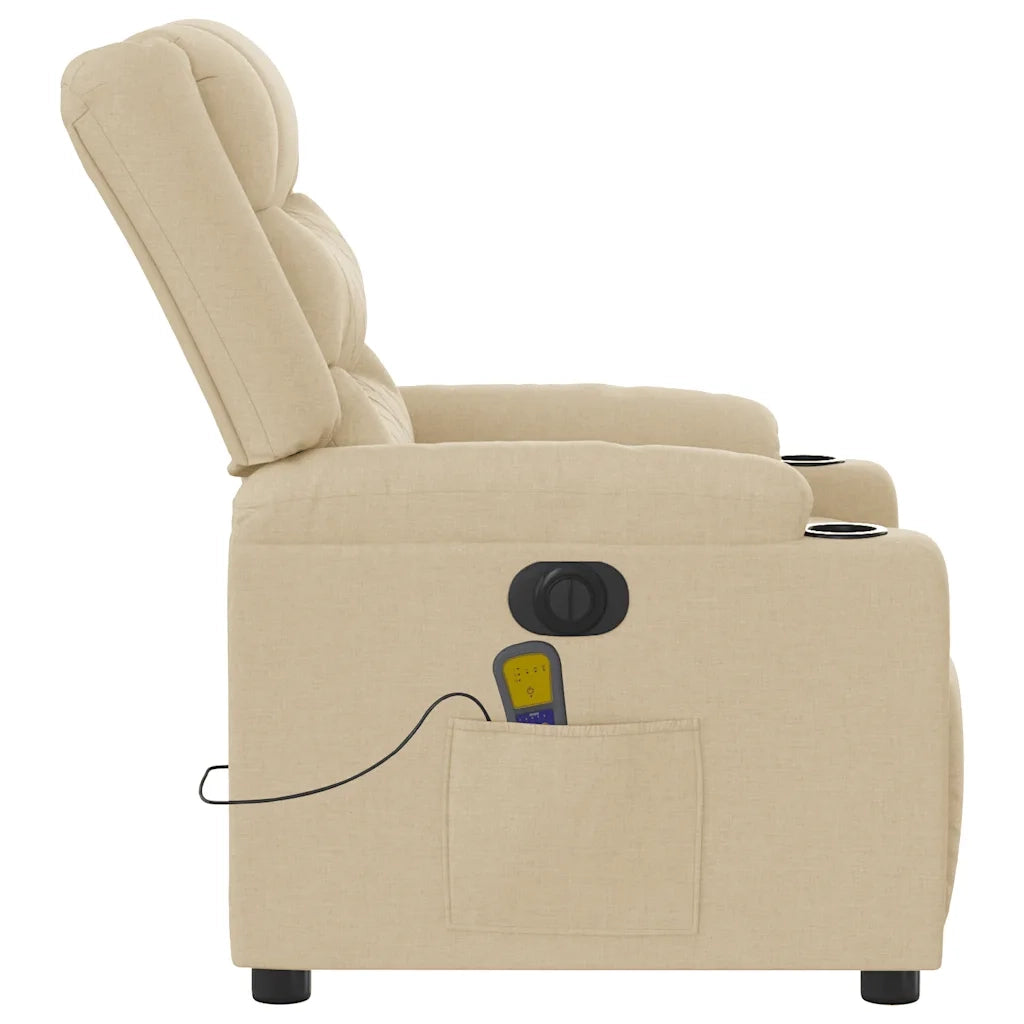 Poltrona Reclinabile Massaggiante Elettrica Crema in Tessuto 3310259
