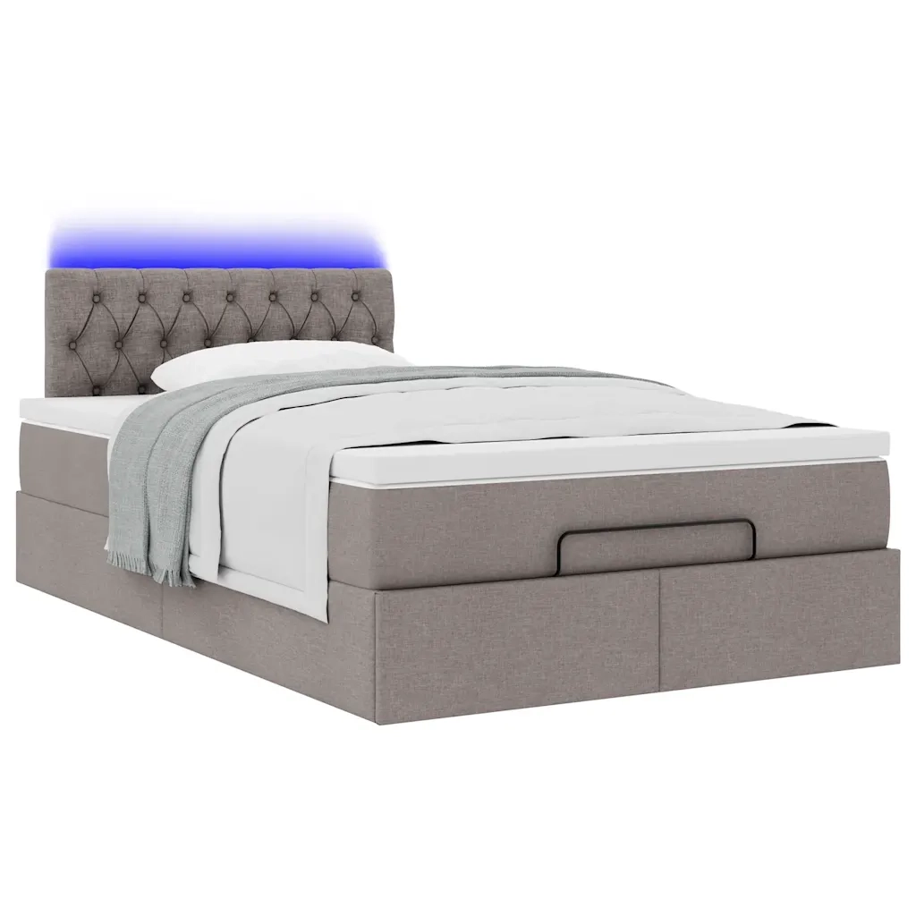 Struttura Letto Pouf con Materasso Tortora 120x200cm in Tessuto 3312385