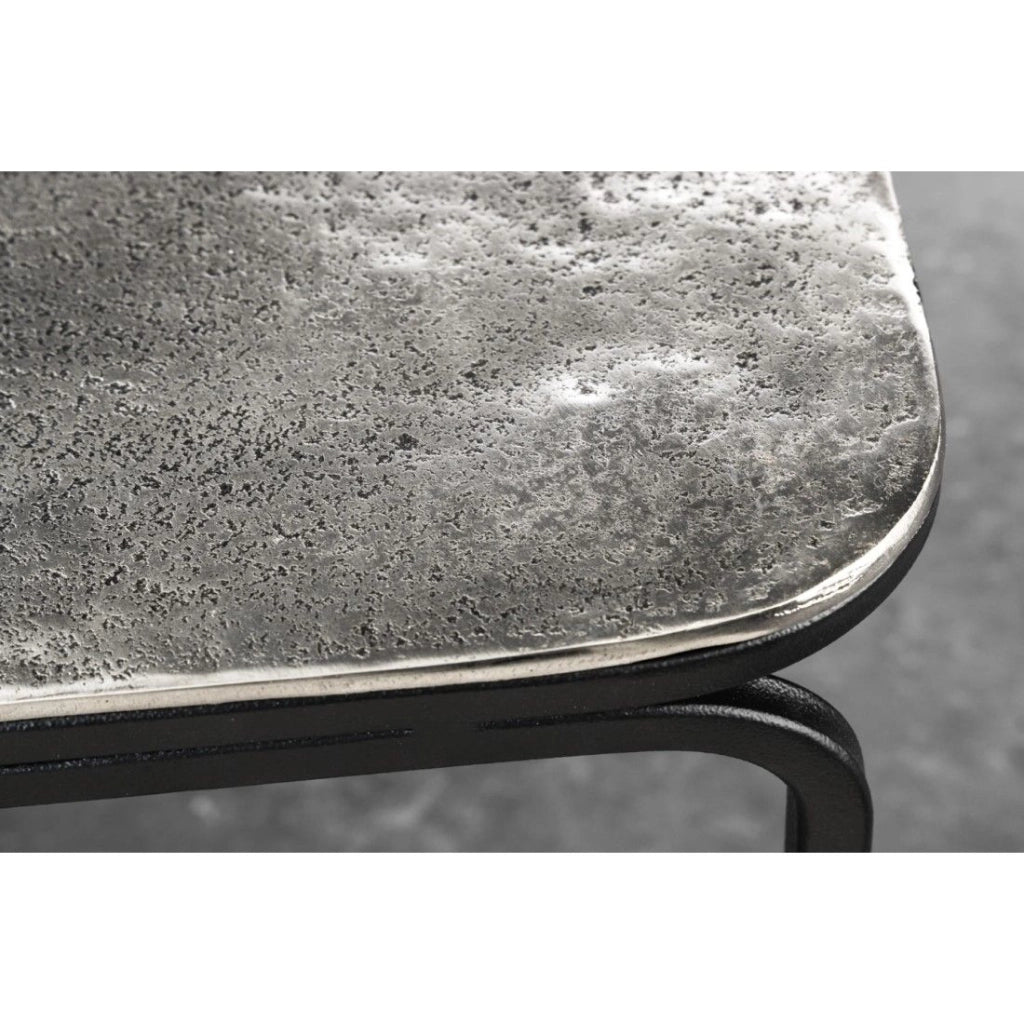 Set di 2 tavolini METRIX quadrati dorati e argentati - Tavolini design impilabili in metallo