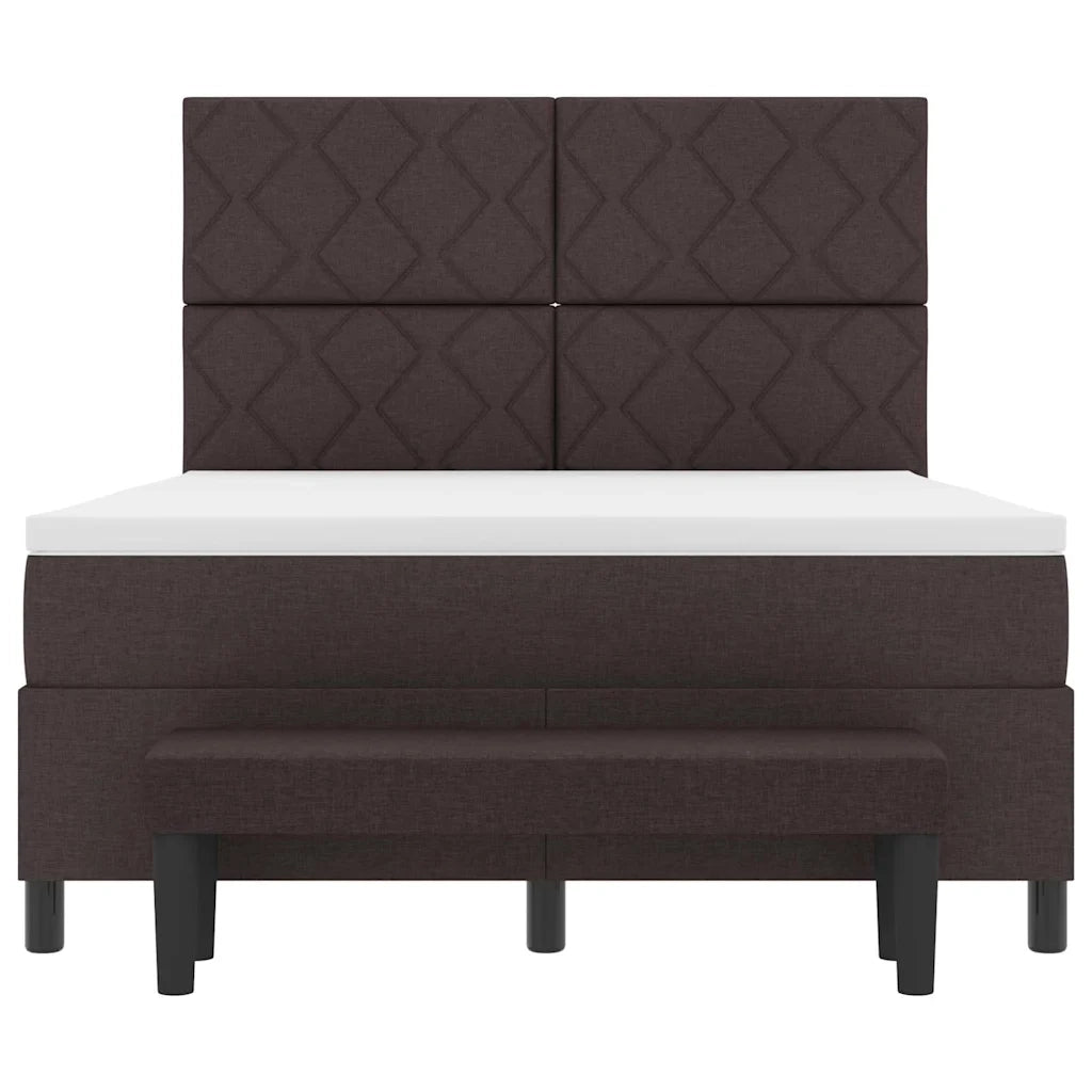 Letto a molle con materasso Marrone Scuro 140 x 190 cm Tessuto 3344145