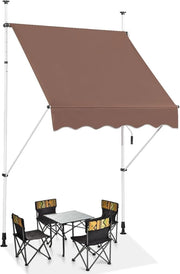 Tenda da Sole per Esterno, Tenda da Sole a Morsetto per Balcone con Struttura Telescopica e Tessuto Resistene ai Raggi Solari, Regolabile in Altezza e in Angolazione (150 cm,Marrone)