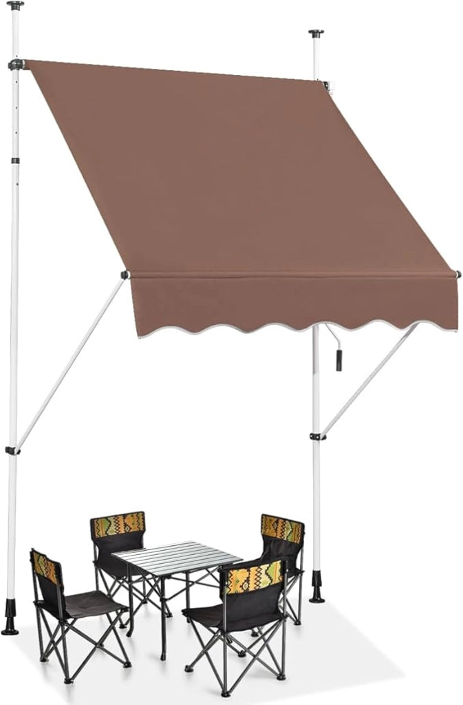 Tenda da Sole per Esterno, Tenda da Sole a Morsetto per Balcone con Struttura Telescopica e Tessuto Resistene ai Raggi Solari, Regolabile in Altezza e in Angolazione (150 cm,Marrone)