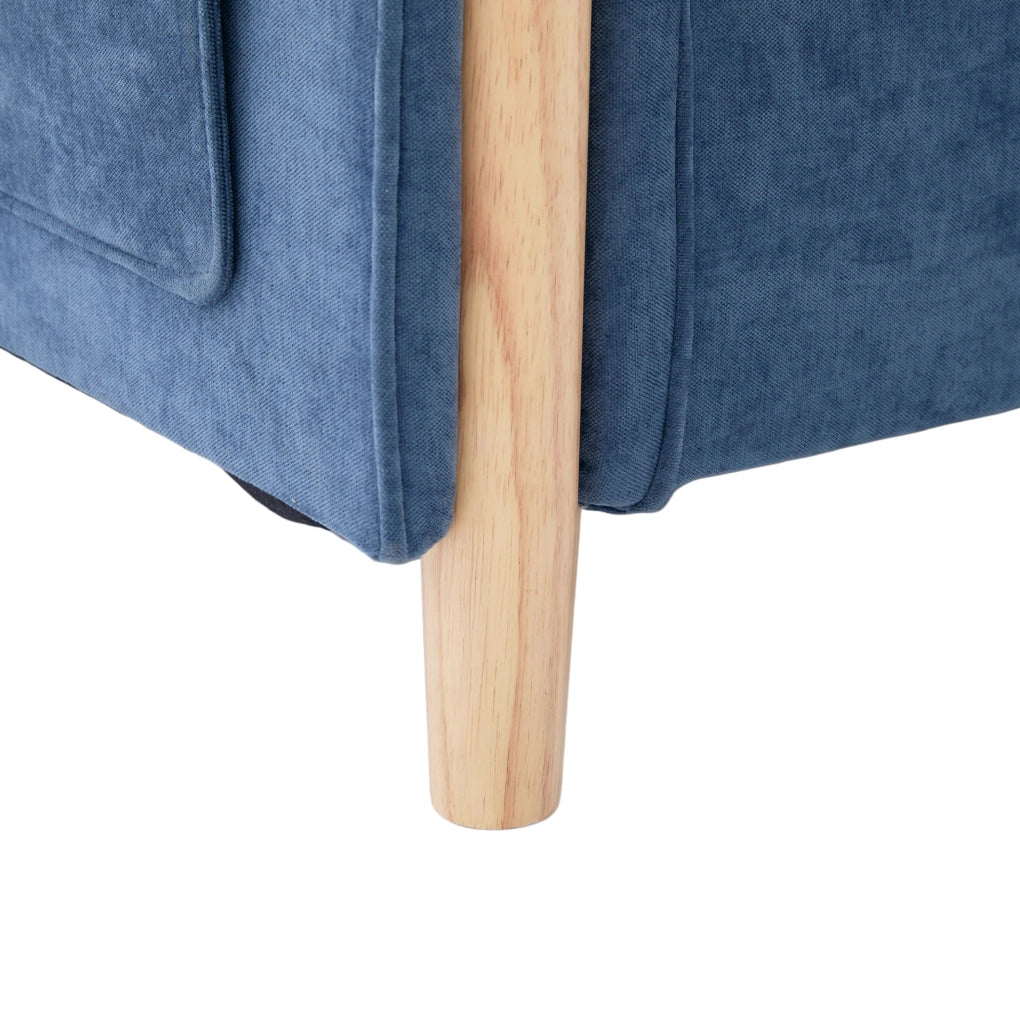 Divano modulare a U 4 posti in ciniglia blu con 2 pouf contenitore HOMVRA