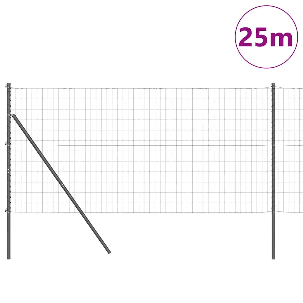 Recinzione con Posto Grigio 1,2 x 25 m Acciaio e PVC