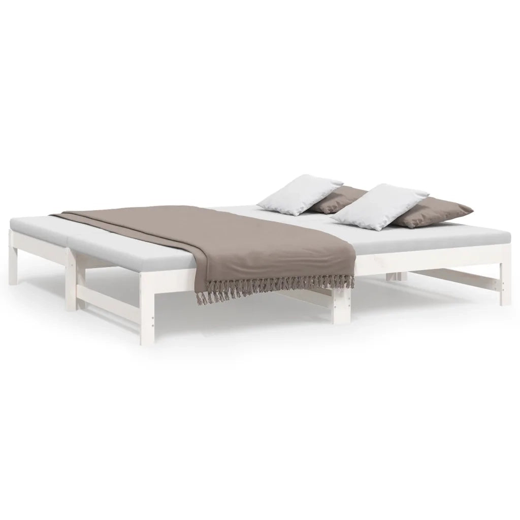 Dormeuse Estraibile Bianca 2x(90x190) cm Legno Massello di Pino 823415