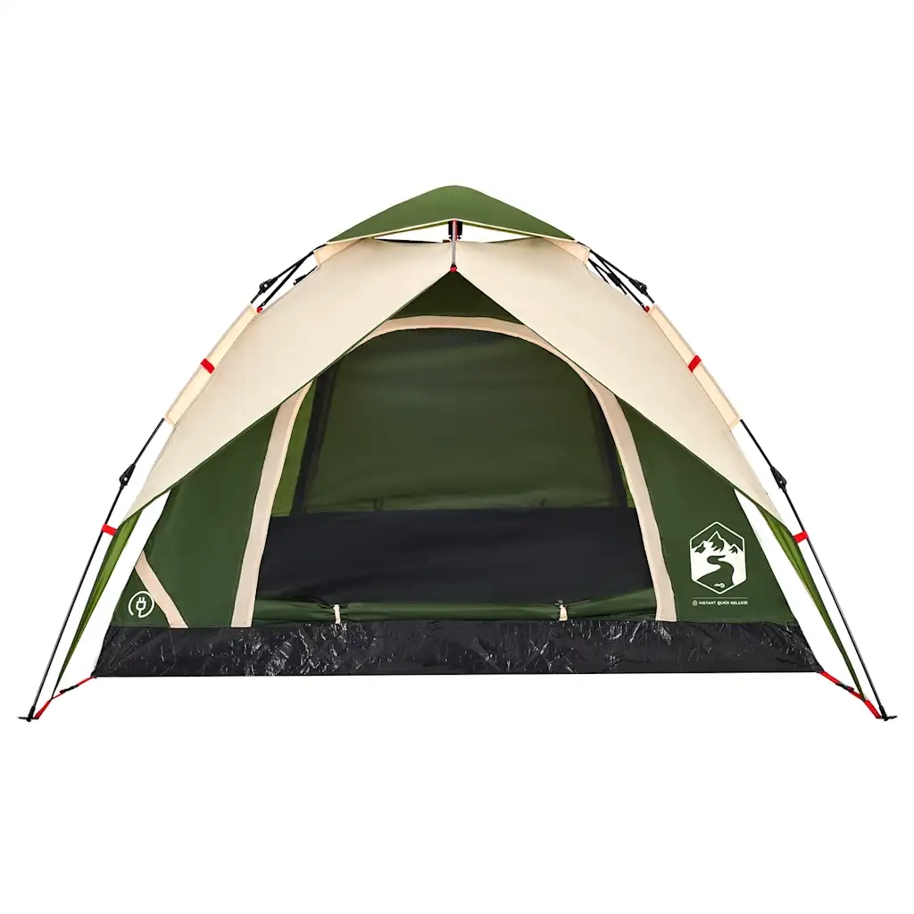 Tenda a Cupola da Campeggio 4 Persone Verde a Rilascio Rapido 4004181