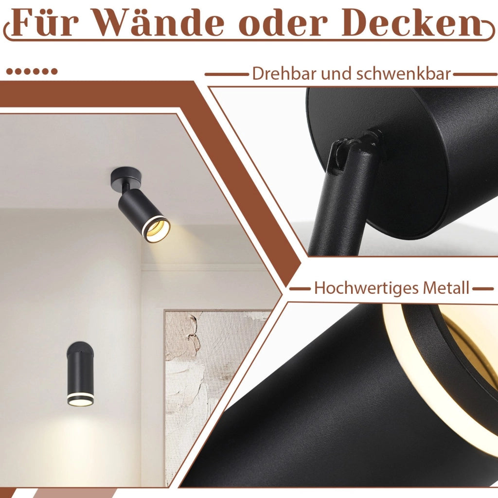 ZMH Faretto da soffitto nero 1 lampadina Plafoniera moderna GU10 faretti orientabili interno metallo