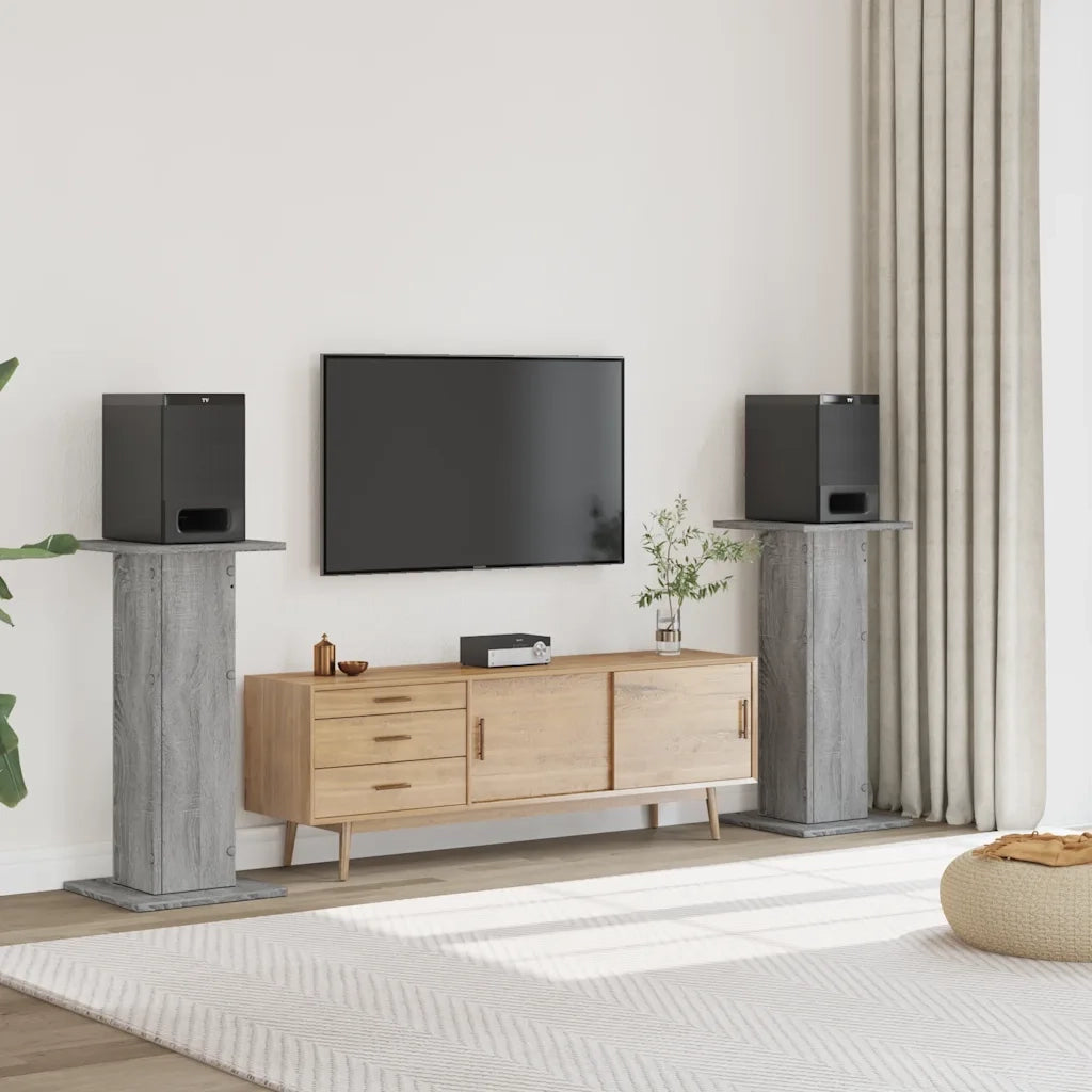 Supporti Altoparlanti 2 pz Grigio 30x30x95 cm in Multistrato 852677