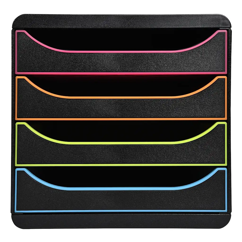 Exacompta Set da Scrivania con 4 Cassetti Big-Box Black Office Nero 444586