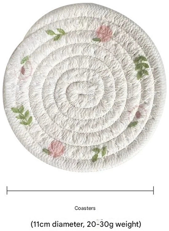 Sfoderamento isolante per tavoli in cotone intrecciato, tappeti per tavolo con disegno, tappeti per piatti rotondi, 3 pezzi, stile 1